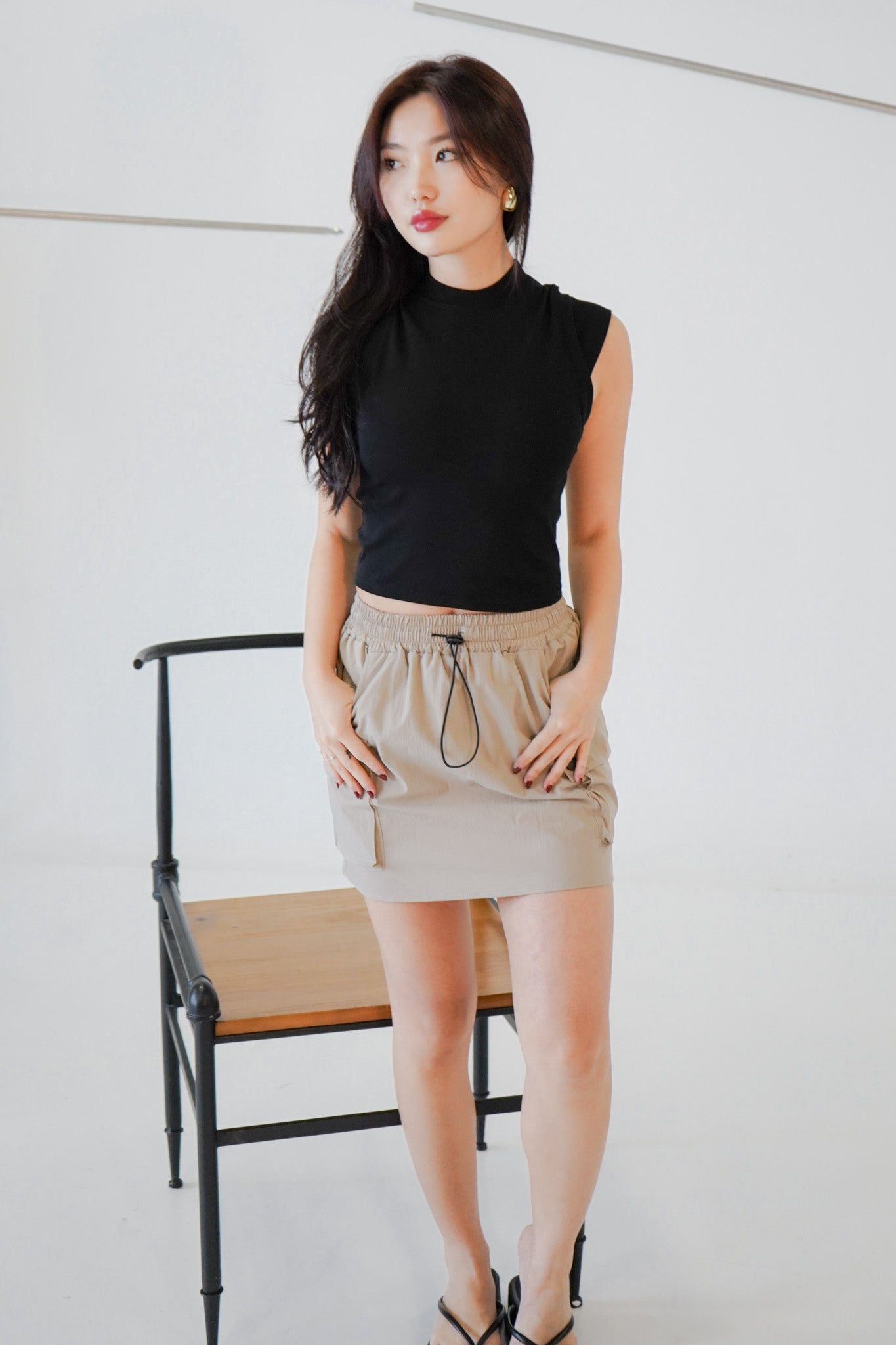 Oona Cargo Mini Skirt (Latte)