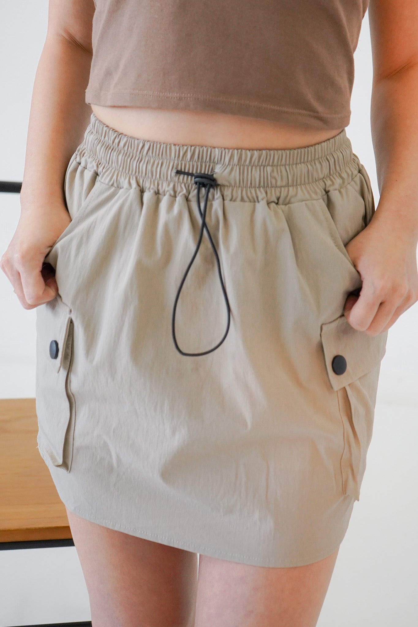 Oona Cargo Mini Skirt (Latte)