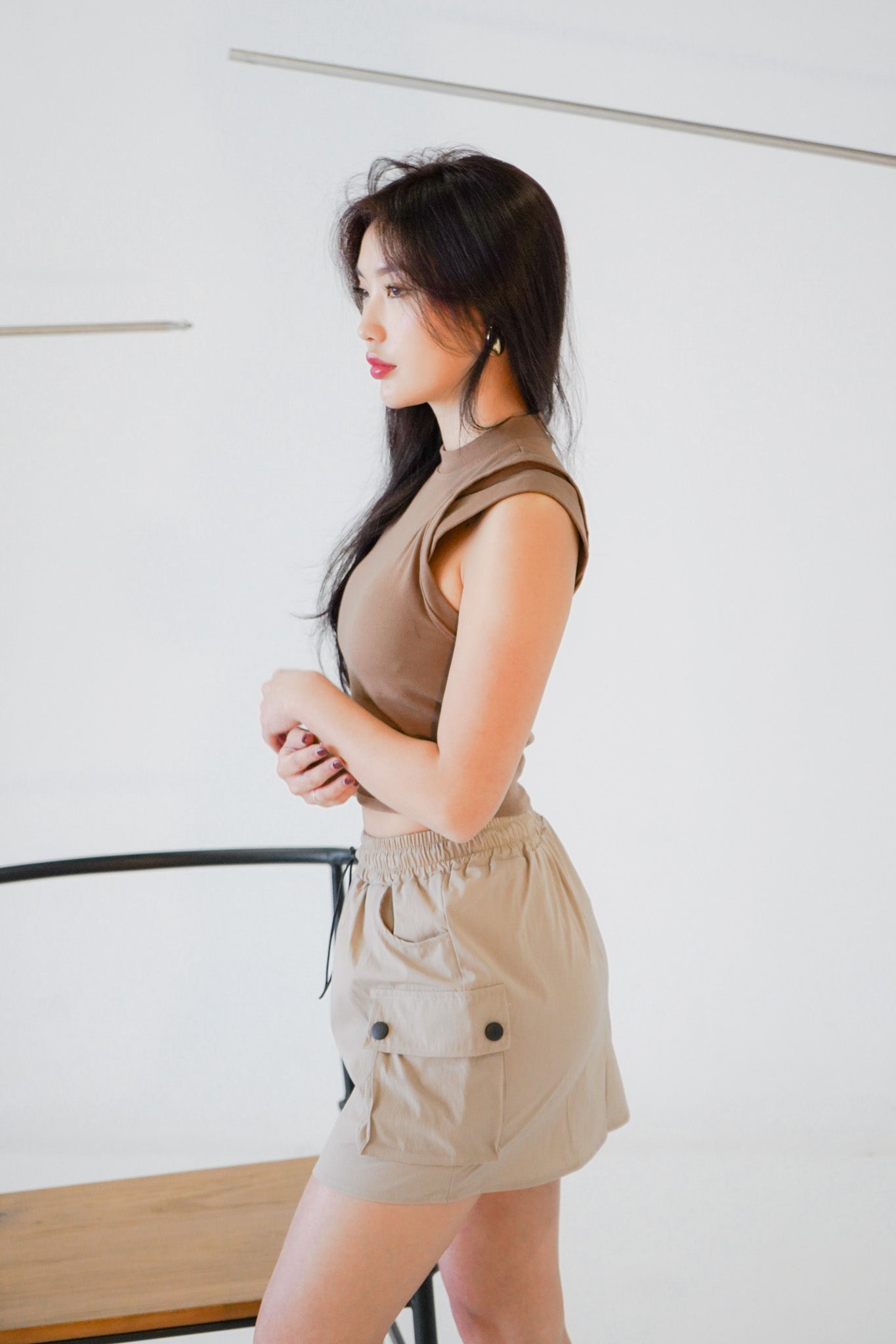 Oona Cargo Mini Skirt (Latte)