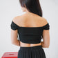 Nemy Padded Off Shoulder Top (w ribbons) (Black)