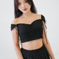 Nemy Padded Off Shoulder Top (w ribbons) (Black)