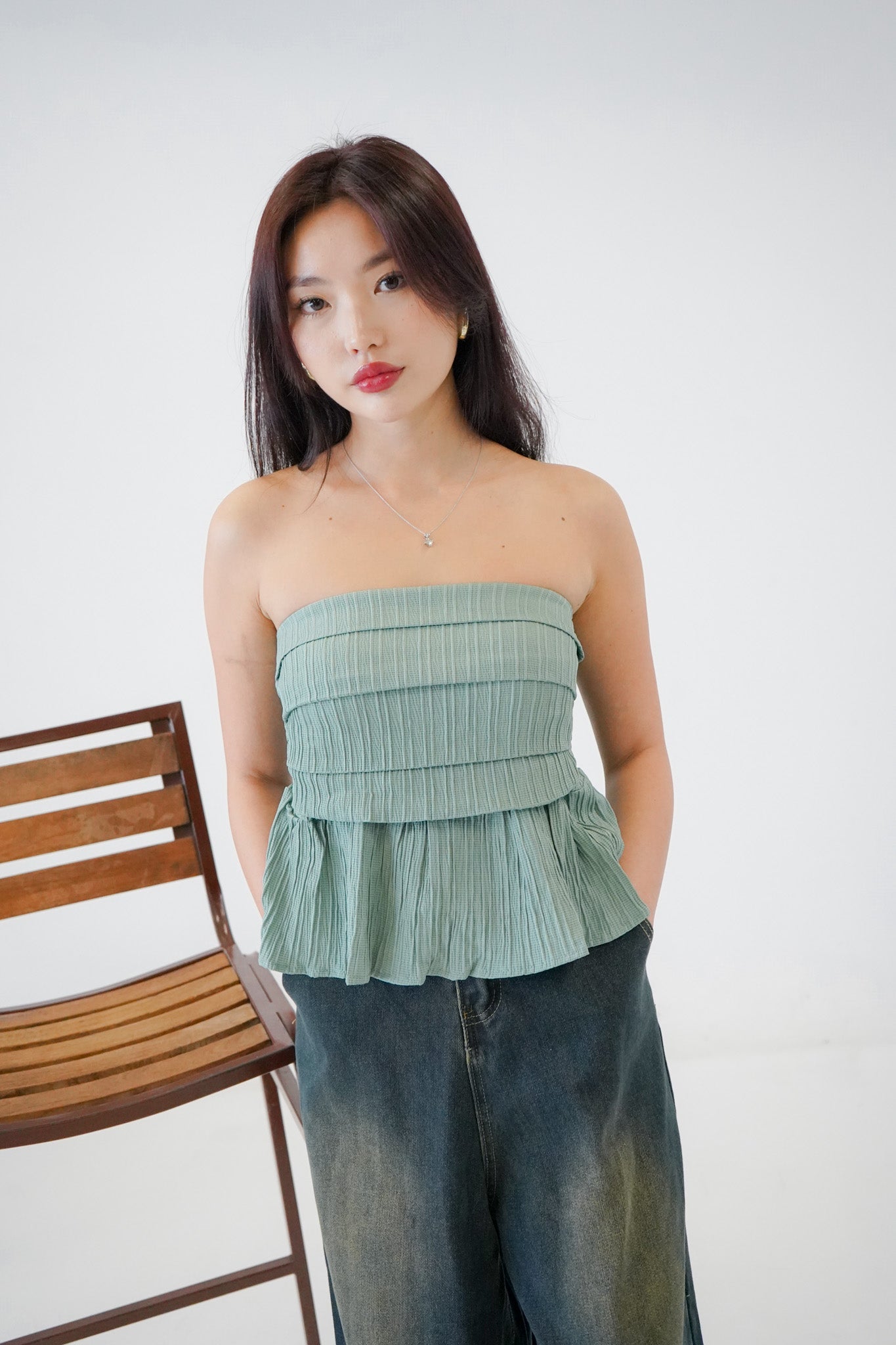 Starlette Ruffle Tube Top (Teal)