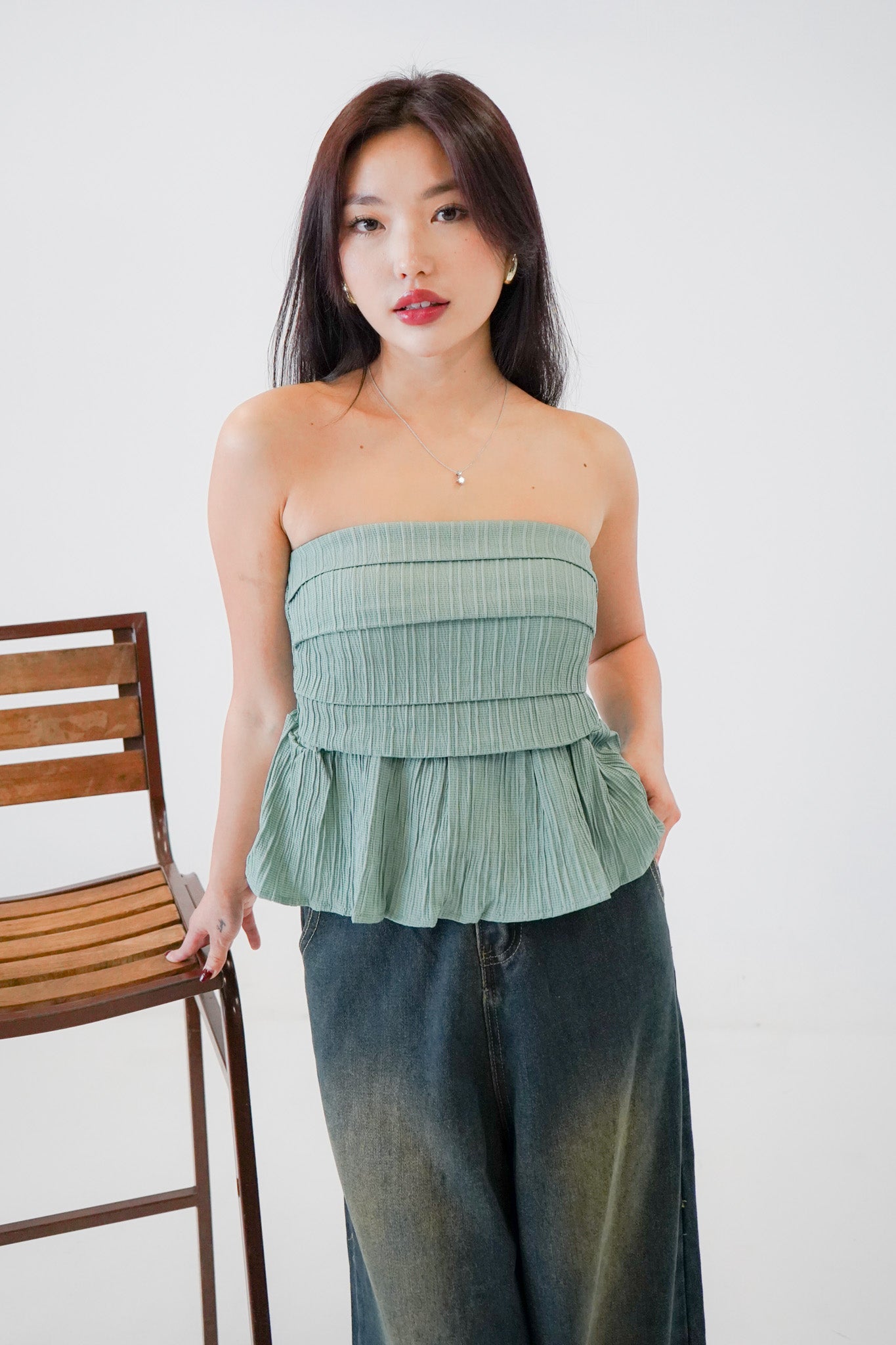 Starlette Ruffle Tube Top (Teal)