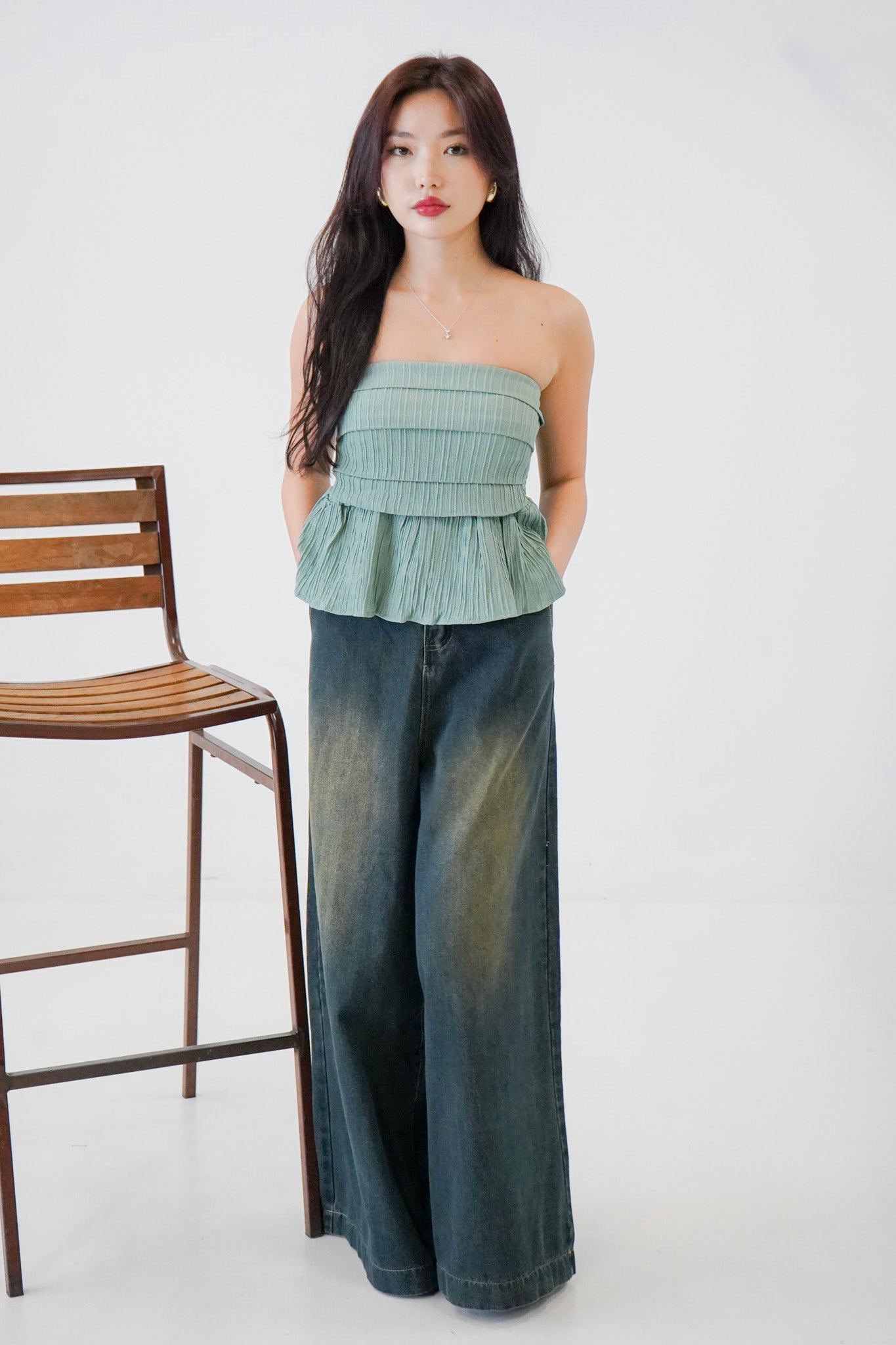 Starlette Ruffle Tube Top (Teal)