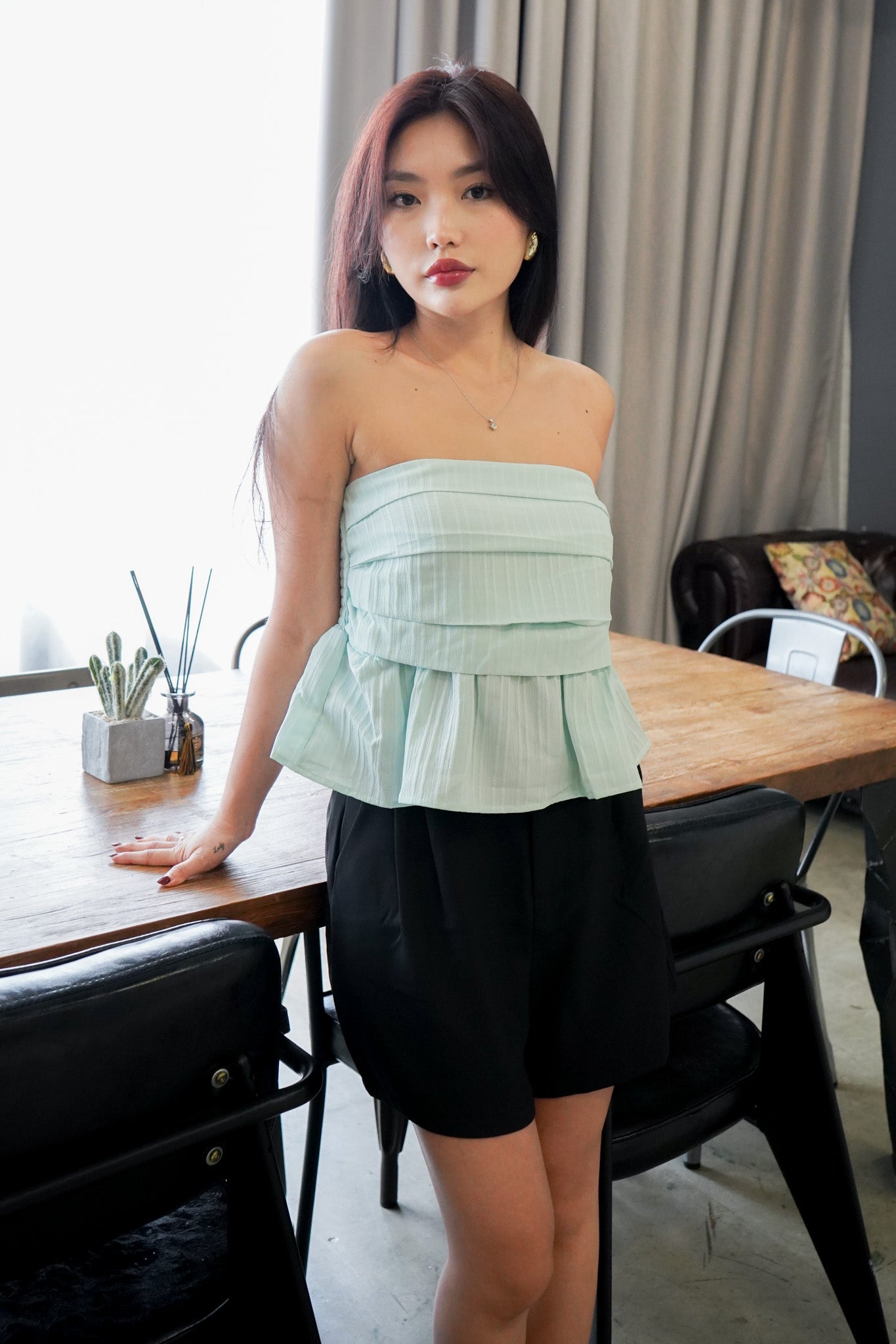 Starlette Ruffle Tube Top (Sky)