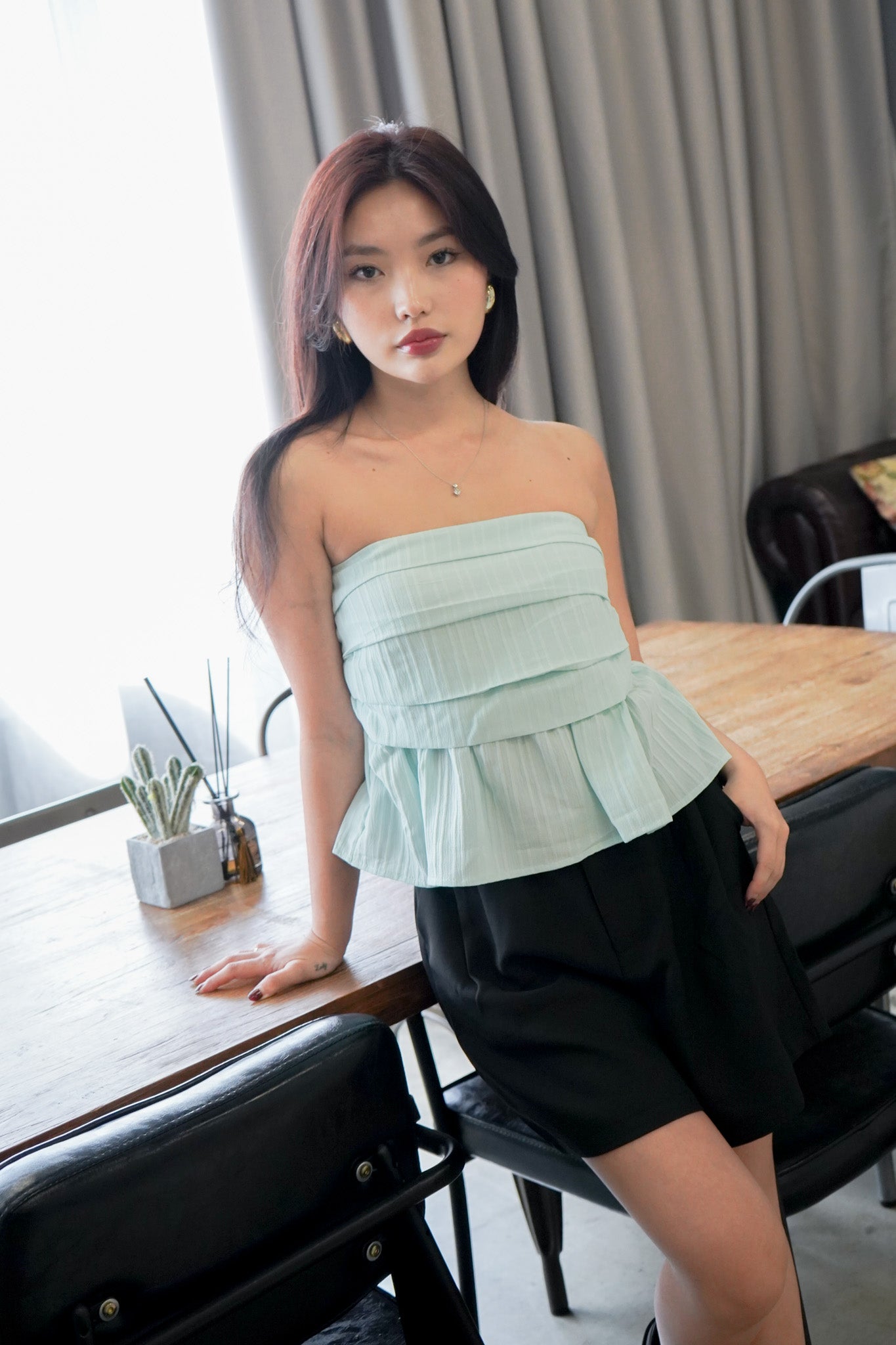 Starlette Ruffle Tube Top (Sky)