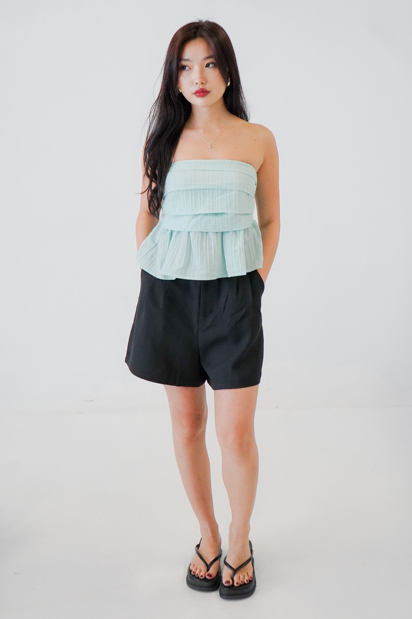 Starlette Ruffle Tube Top (Sky)