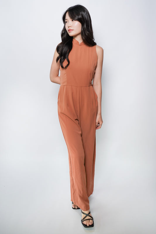 CNY Dolly Sleeveless Jumpsuit (Peach Brown)