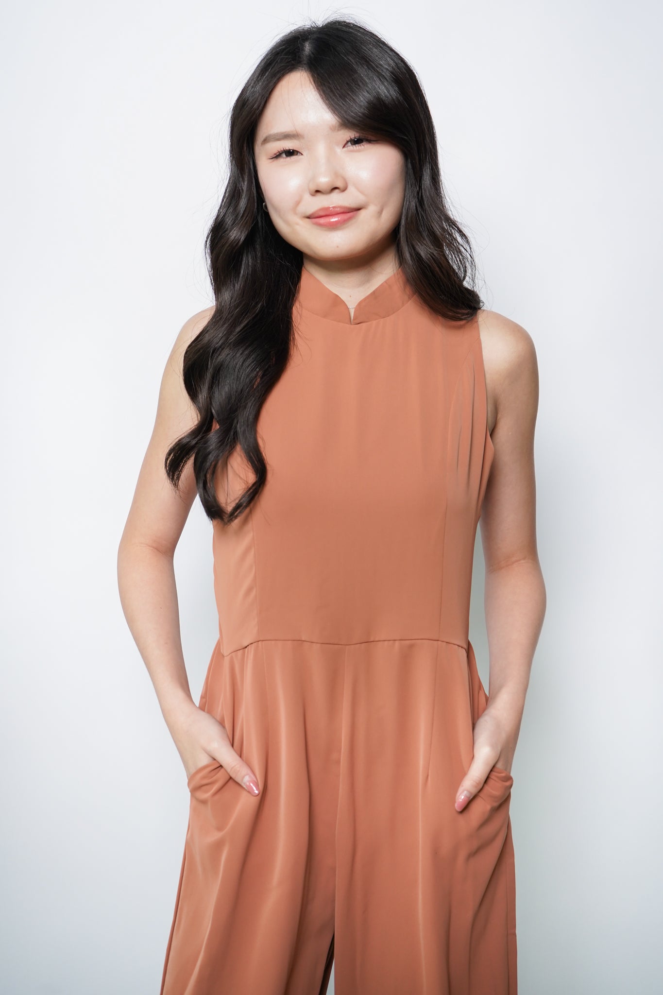 CNY Dolly Sleeveless Jumpsuit (Peach Brown)