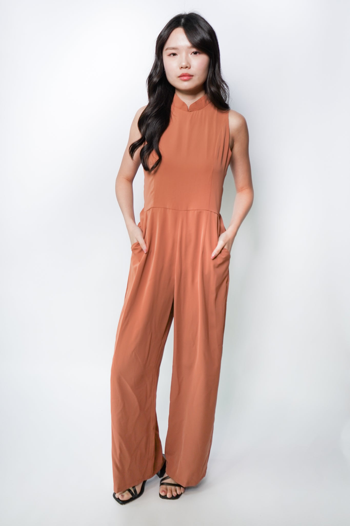 CNY Dolly Sleeveless Jumpsuit (Peach Brown)