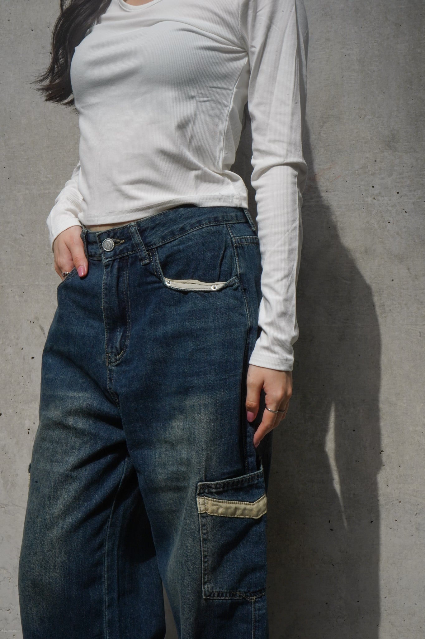Isabel straight cut denim with side pockets