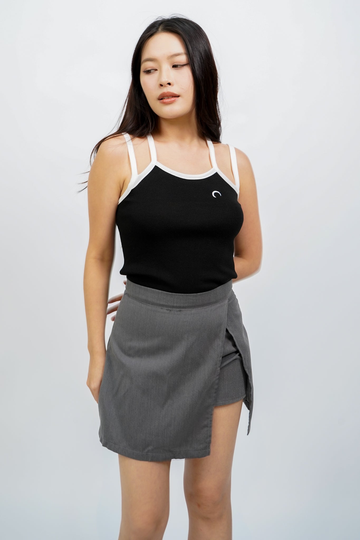 Yves Twist Front Skort (Slate grey)