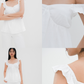 Ivy Flutter Longline Top (White)