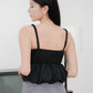Arielle Bubble Hem Top with Scrunchie Straps (Black)