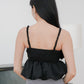 Arielle Bubble Hem Top with Scrunchie Straps (Black)