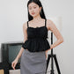 Arielle Bubble Hem Top with Scrunchie Straps (Black)