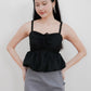 Arielle Bubble Hem Top with Scrunchie Straps (Black)