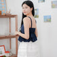 Arielle Bubble Hem Top with Scrunchie Straps (Navy)