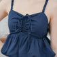 Arielle Bubble Hem Top with Scrunchie Straps (Navy)
