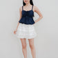 Arielle Bubble Hem Top with Scrunchie Straps (Navy)