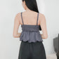 Arielle Bubble Hem Top with Scrunchie Straps (Gunmetal)