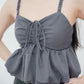 Arielle Bubble Hem Top with Scrunchie Straps (Gunmetal)