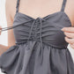Arielle Bubble Hem Top with Scrunchie Straps (Gunmetal)