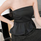 Arden Bubble Hem Ruched Tube Top (Black)