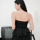 Arden Bubble Hem Ruched Tube Top (Black)