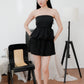 Arden Bubble Hem Ruched Tube Top (Black)
