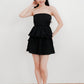 Arden Bubble Hem Ruched Tube Top (Black)