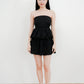 Arden Bubble Hem Ruched Tube Top (Black)