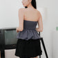 Arden Bubble Hem Ruched Tube Top (Gunmetal)