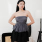 Arden Bubble Hem Ruched Tube Top (Gunmetal)