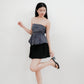 Arden Bubble Hem Ruched Tube Top (Gunmetal)