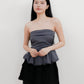 Arden Bubble Hem Ruched Tube Top (Gunmetal)