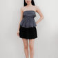 Arden Bubble Hem Ruched Tube Top (Gunmetal)