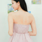 Arden Bubble Hem Ruched Tube Top (Dusty Pink)
