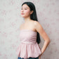 Arden Bubble Hem Ruched Tube Top (Dusty Pink)