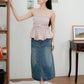 Arden Bubble Hem Ruched Tube Top (Dusty Pink)