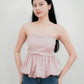 Arden Bubble Hem Ruched Tube Top (Dusty Pink)