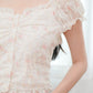 Stella soft pink floral off-shoulder top (cream)