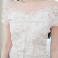 Stella soft pink floral off-shoulder top (cream)