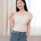 Stella soft pink floral off-shoulder top (cream)