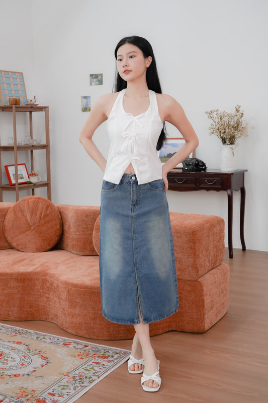 Yuki White Halter Vest Top