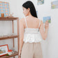 Arielle Bubble Hem Top with Scrunchie Straps (White)