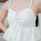 Arielle Bubble Hem Top with Scrunchie Straps (White)