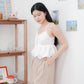 Arielle Bubble Hem Top with Scrunchie Straps (White)