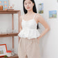 Arielle Bubble Hem Top with Scrunchie Straps (White)