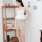 Arielle Bubble Hem Top with Scrunchie Straps (White)
